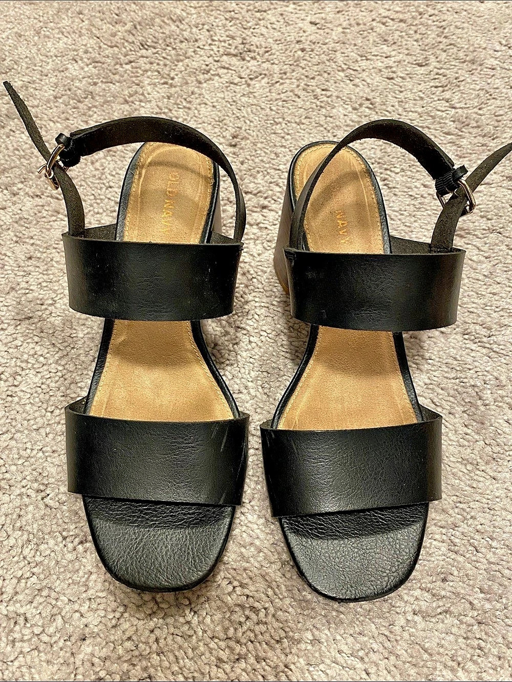 Old Navy Black & Brown Block Heel Sandals US 8